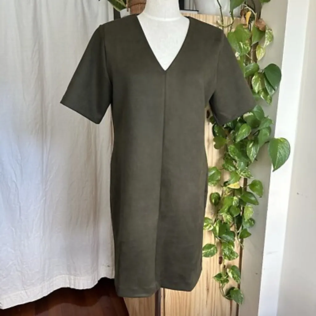 SPANX Faux Suede Column Dress Brand New Size Small Olive Green - Image 3
