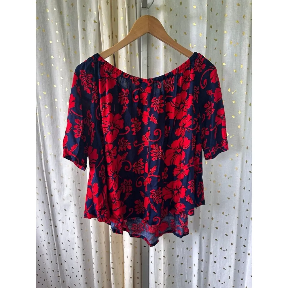 Hula Mama Maternity Hawaiian Aloha Hibiscus Tropical Floral Flowy Blouse S Size undefined - Image 4