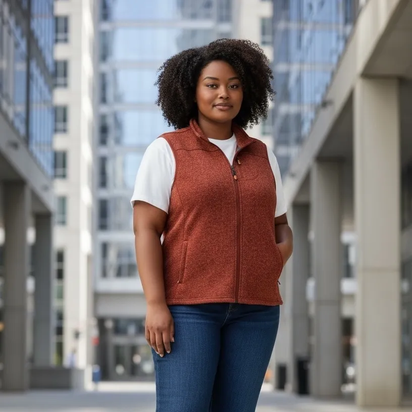 Orvis Fleece Vest Orange Full Zip Down Pockets Outdoor Hiking Travel Unisex XL # - Image 13
