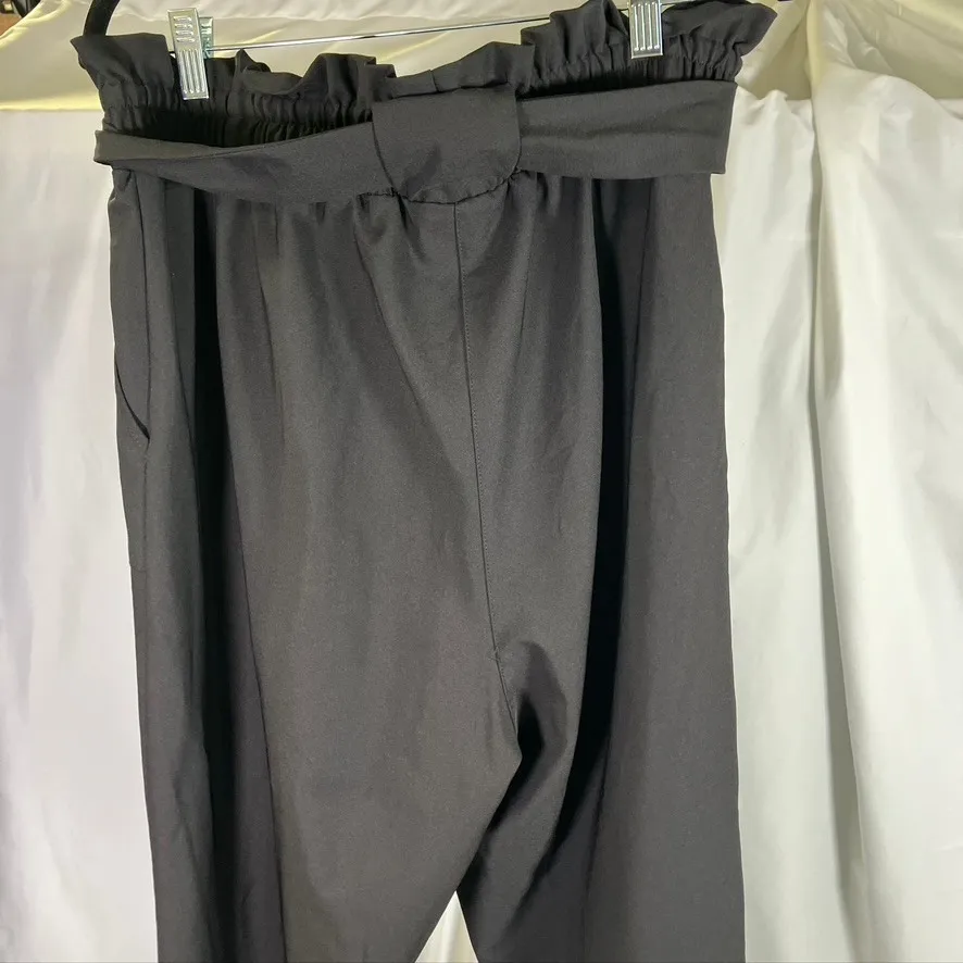 Grace Karin Black Paper Bag Waist Pants‎ Tie Belt 3XL Plus Size Trousers Pockets - Image 10