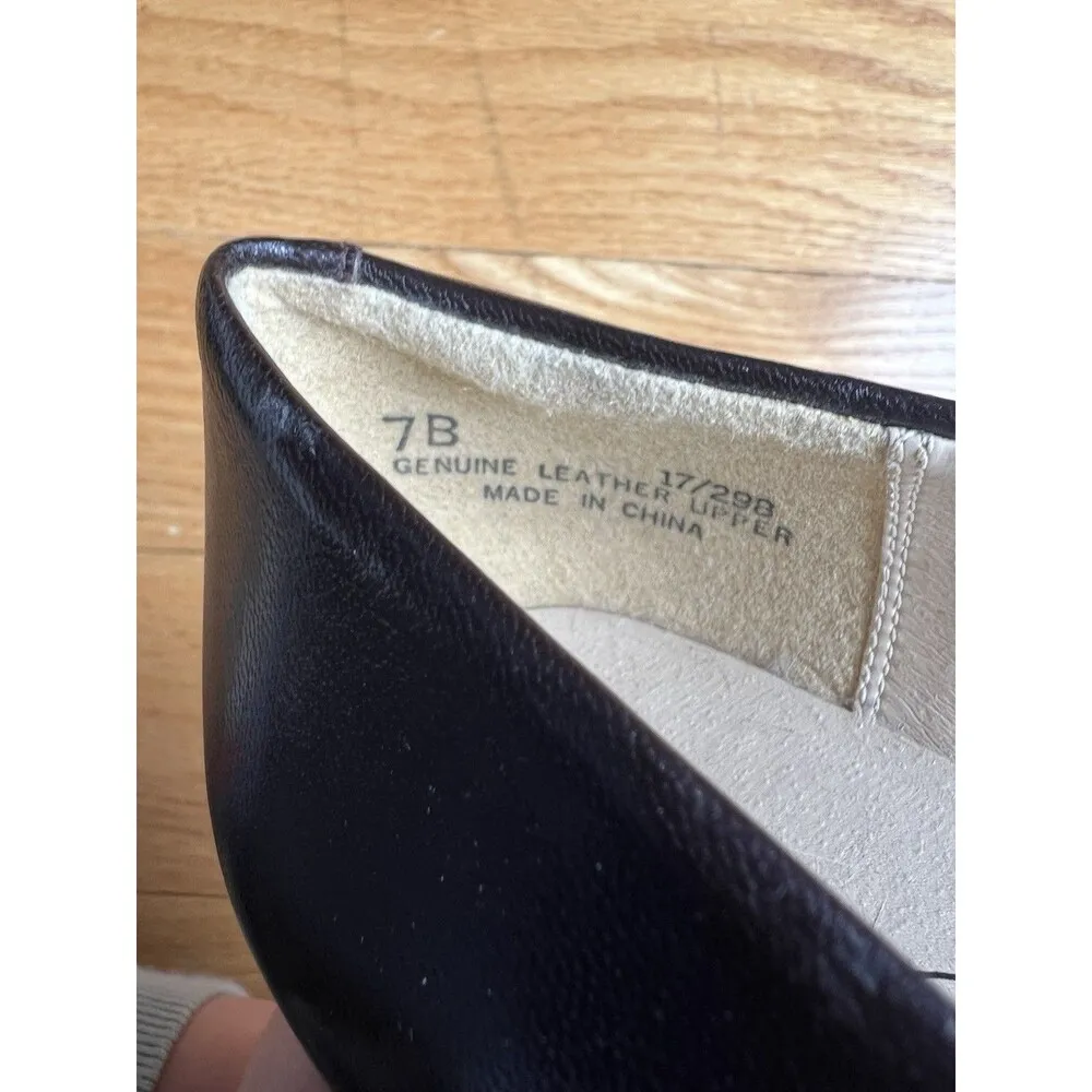 Vintage Caressa Black Leather Pumps Size 7 2" Heels Work Office Classic Career - Image 5
