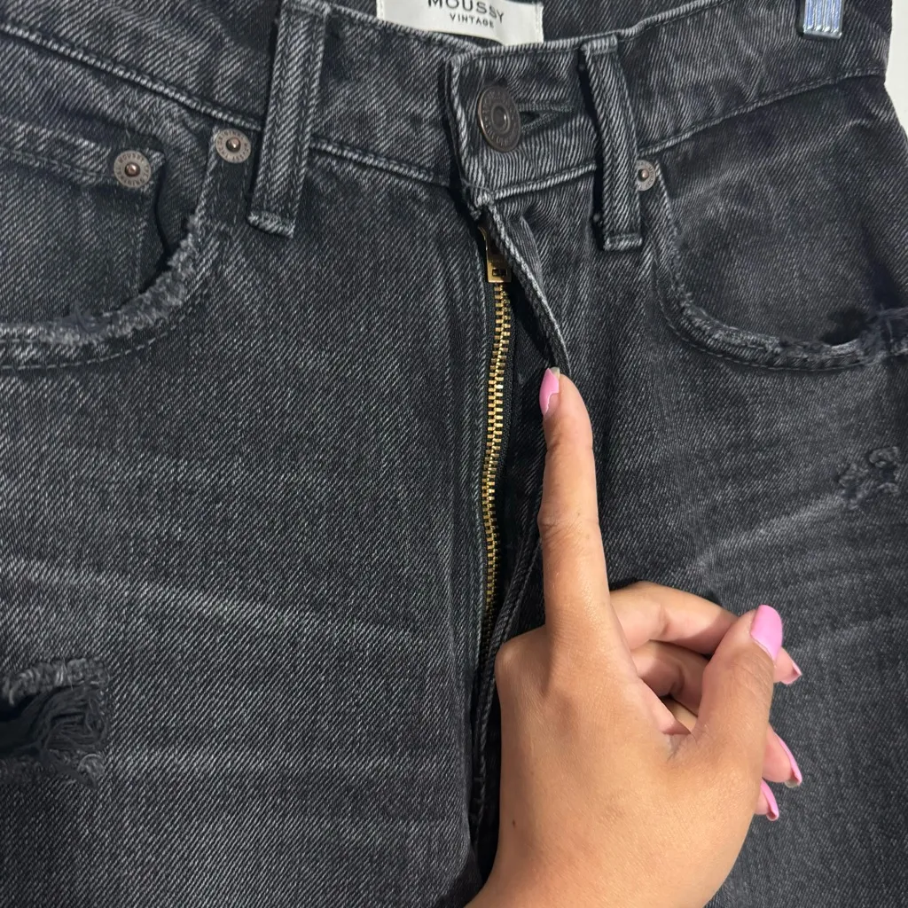 New Moussy Vintage Black Stuart Boy Skinny High Waisted Jeans Size 24‎ - Image 6