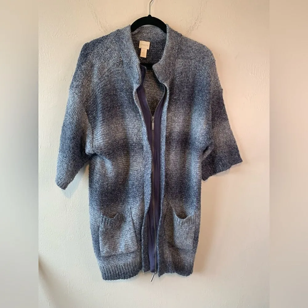 Space-Dyed Blue Zip-Up Sweater size 3 (L)‎ - Image 3