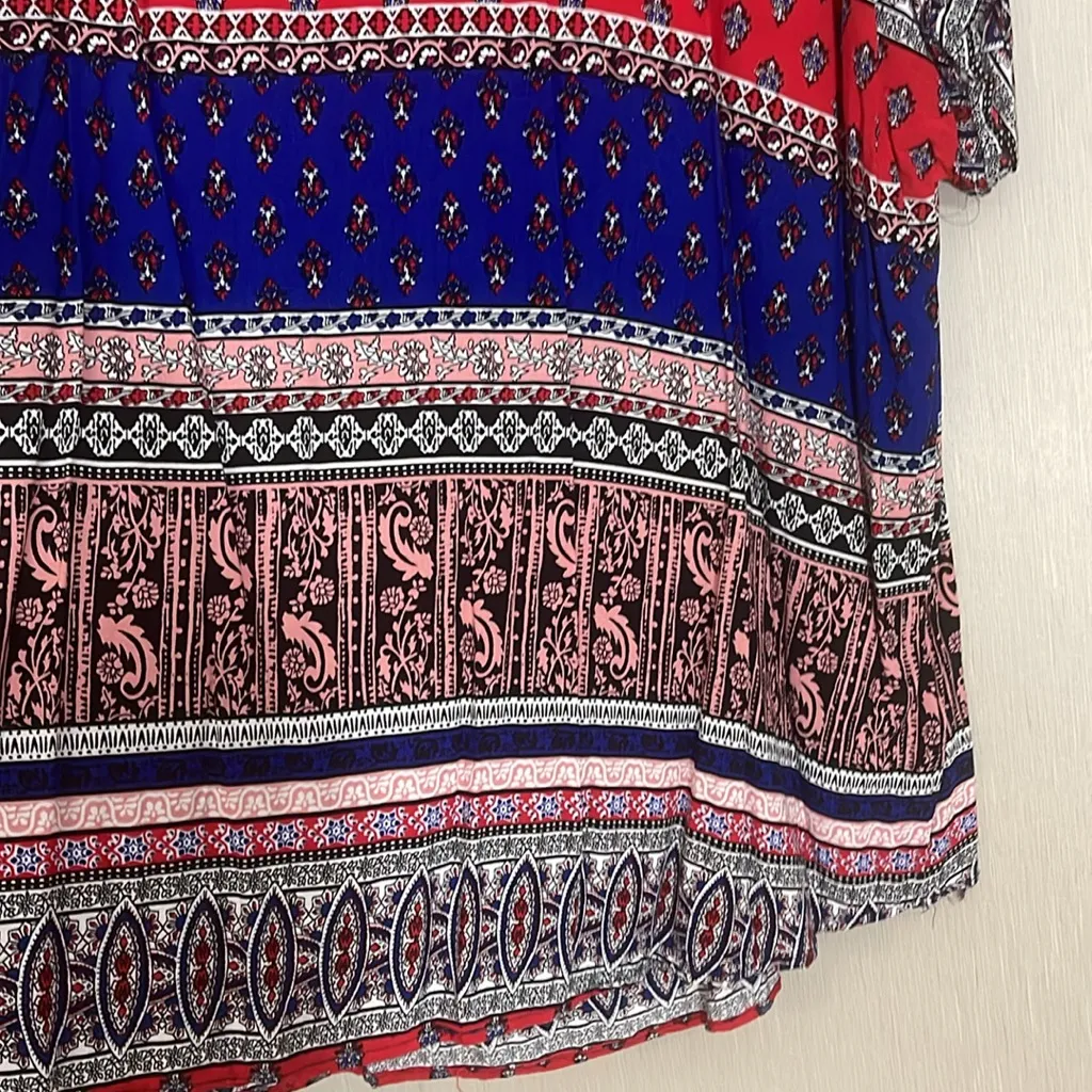 🟢 Lucy & laurel boho multi color blue red print 3x plus top - Image 2