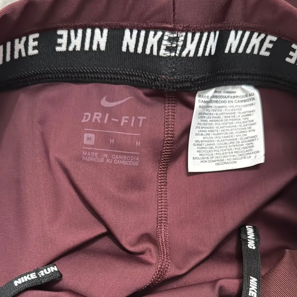 Nike Dri-Fit Cropped Leggings Womens Size Medium Maroon Red Mesh Athletic Active - Image 10