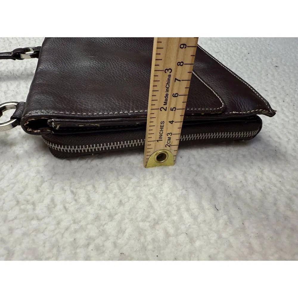 Tignanello Peppled Leather Crossbody Bag Purse‎ Brown Crossover Flap - Image 12