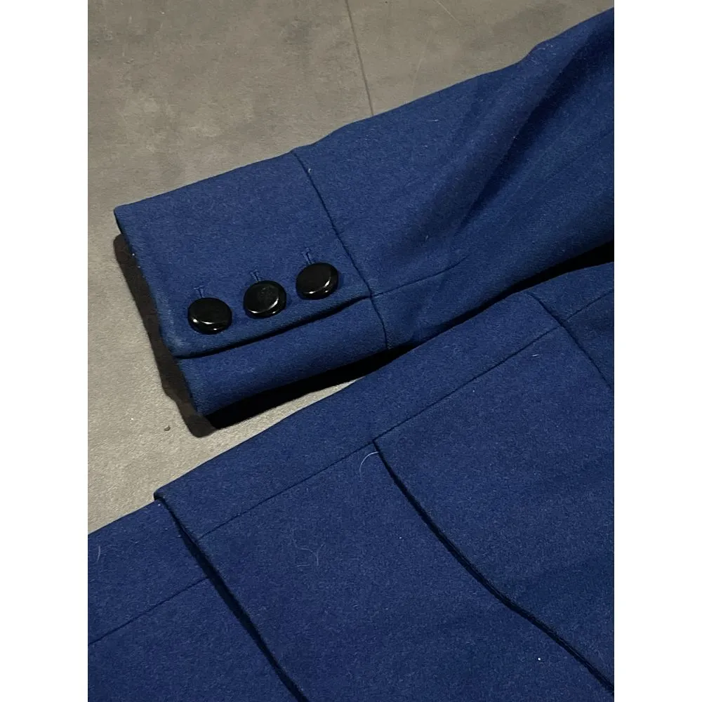 Worthington Royal Blue‎ Double-Breasted Trench Coat Elegant Outerwear D-13 - Image 6