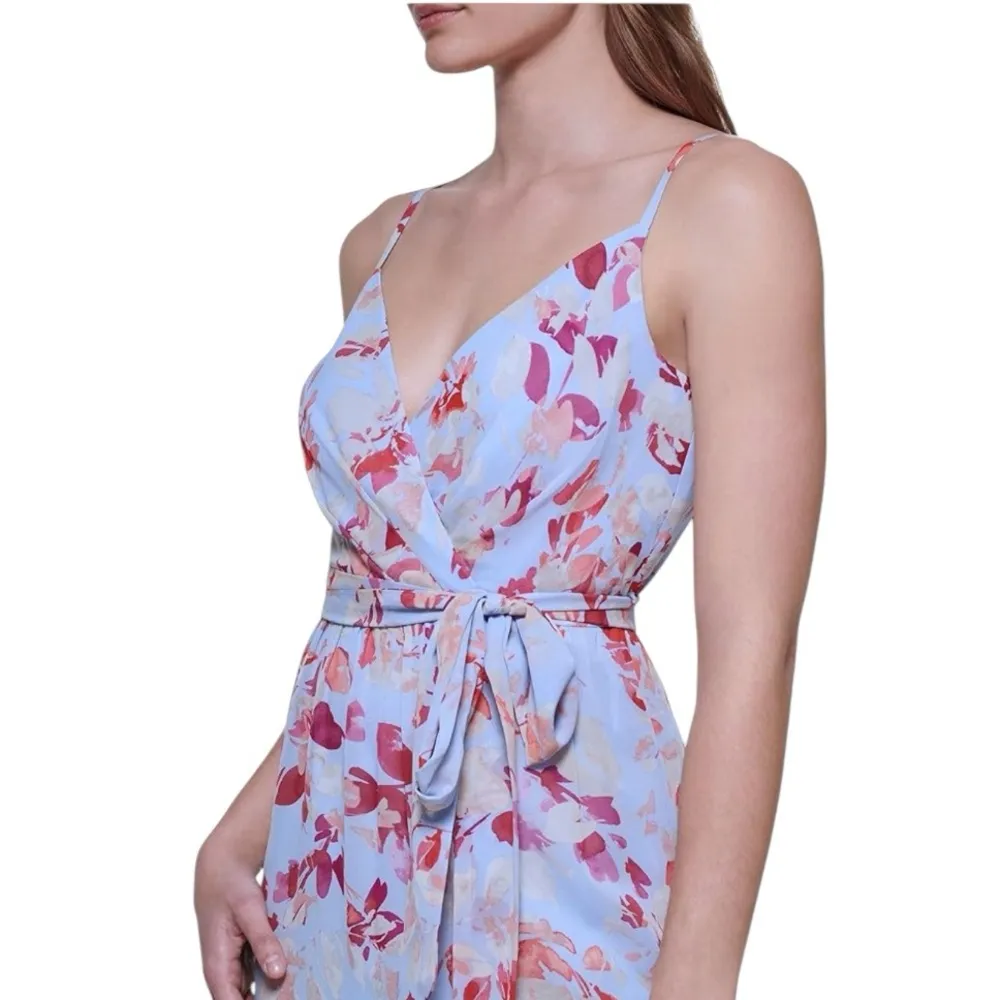 Eliza J V-Neck Floral Ruffle Hem Maxi Dress Size 8 (fits like a size 4) Lined - Image 4