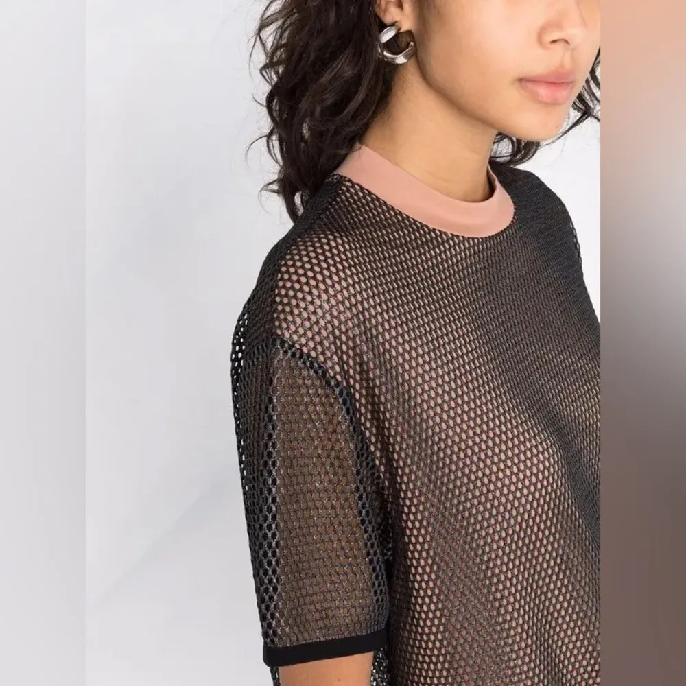 Wolford Net/Mesh Overlay Black/Nude Metallic Oversized T - Image 7