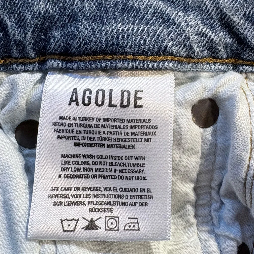 Agolde Riley High-Rise Straight Ankle Jean Light Wash Distressed Denim Sz 23🧡 - Image 9