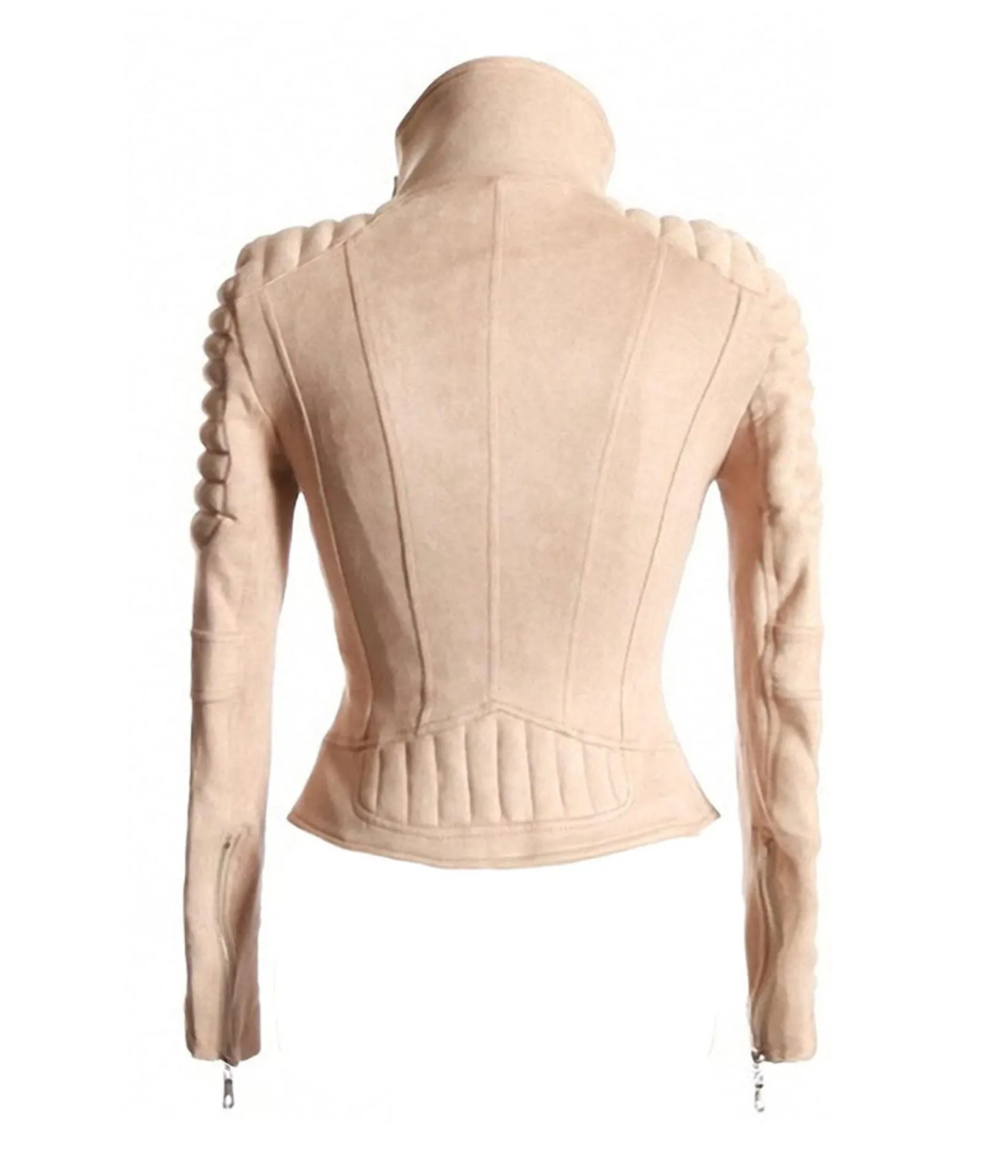 Suede Padded Shoulder Punk Biker Jacket - Image 2