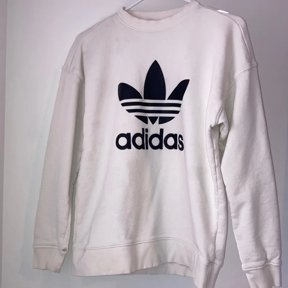 adidas Originals Trefoil Crew Sweatshirt sz S * flawed retro White - Image 2