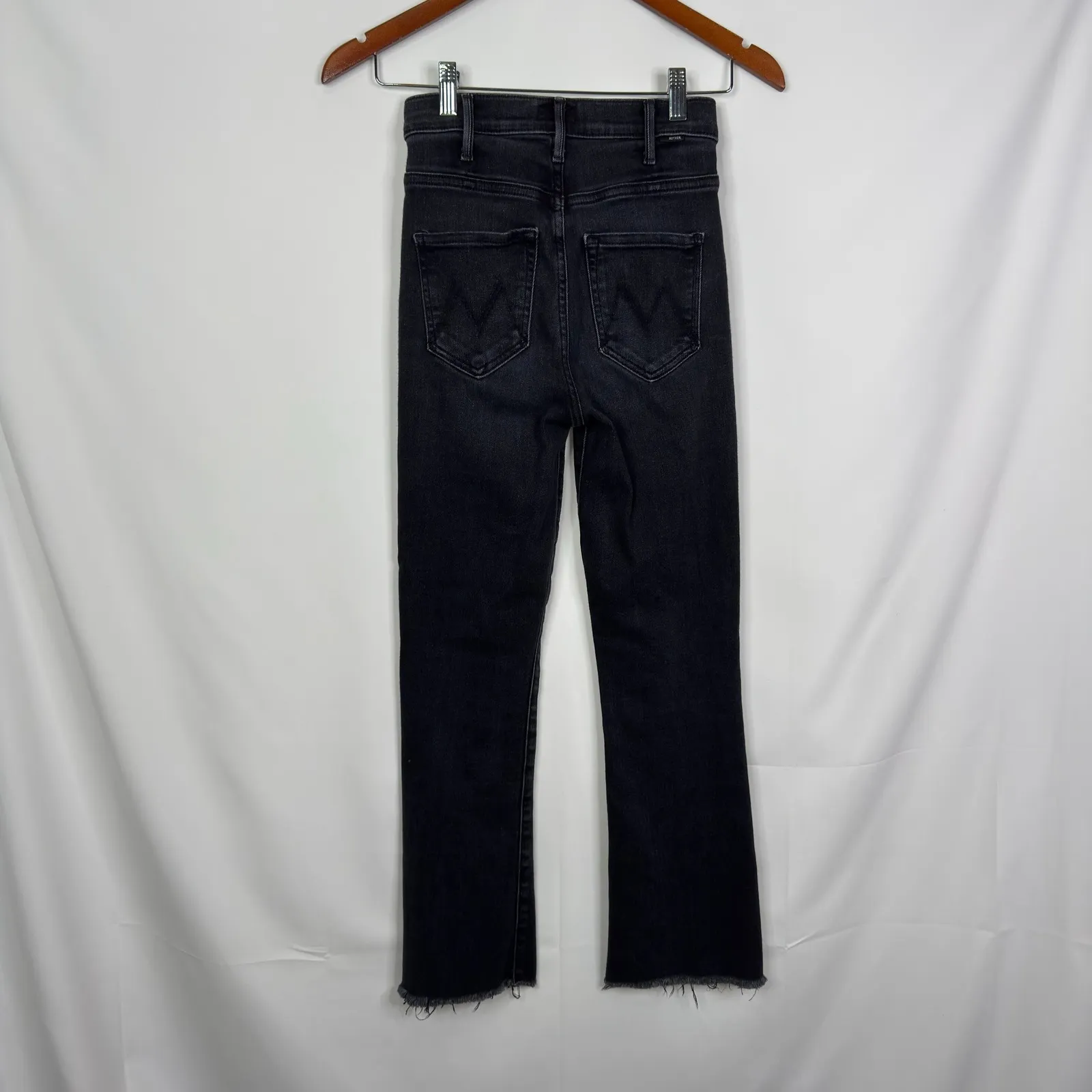 MOTHER The Hustler Ankle Fray Jeans Black Denim Women's Size 23 - Image 3