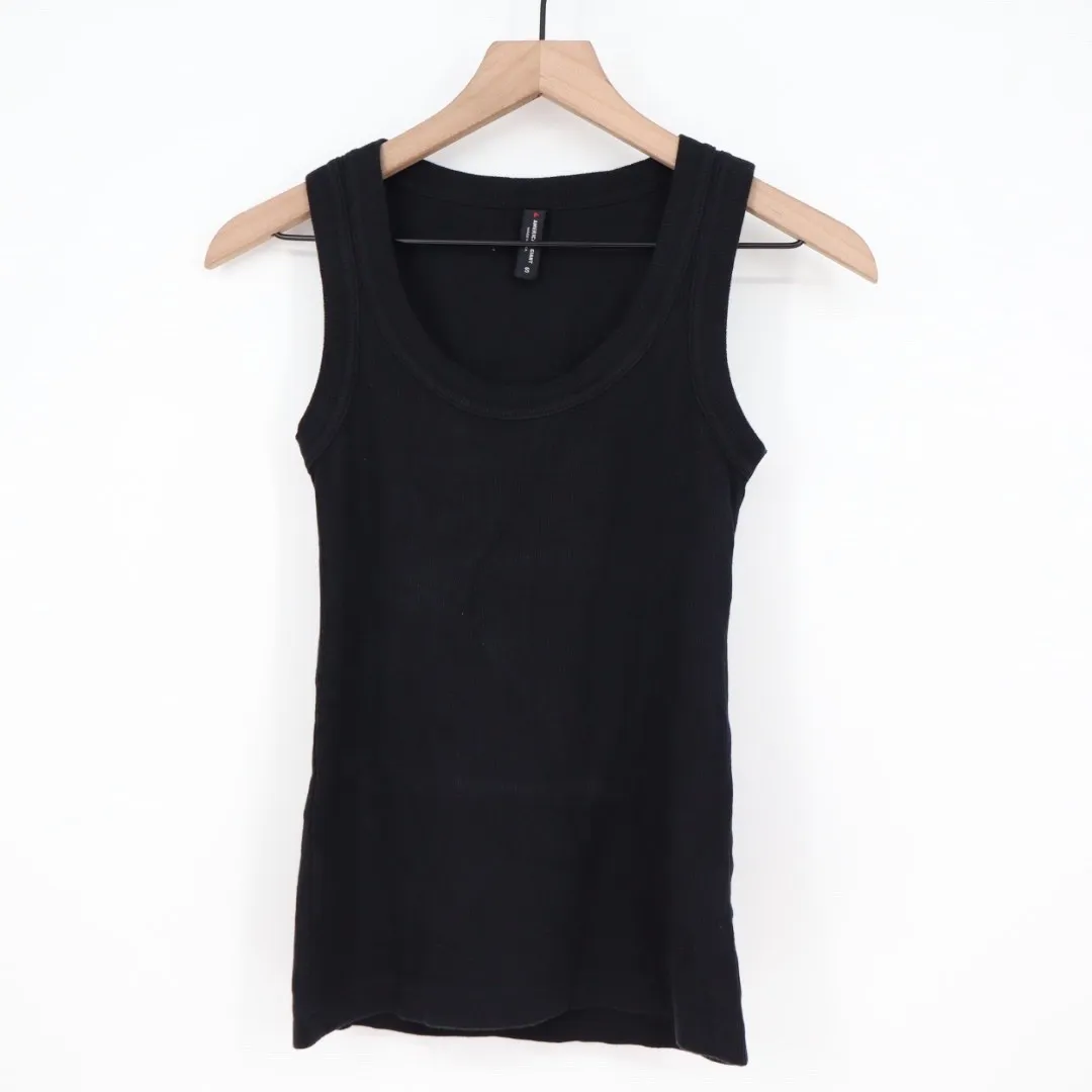 American Giant Black Ribbed Tank Top Basic Made in USA Size S - Image 2