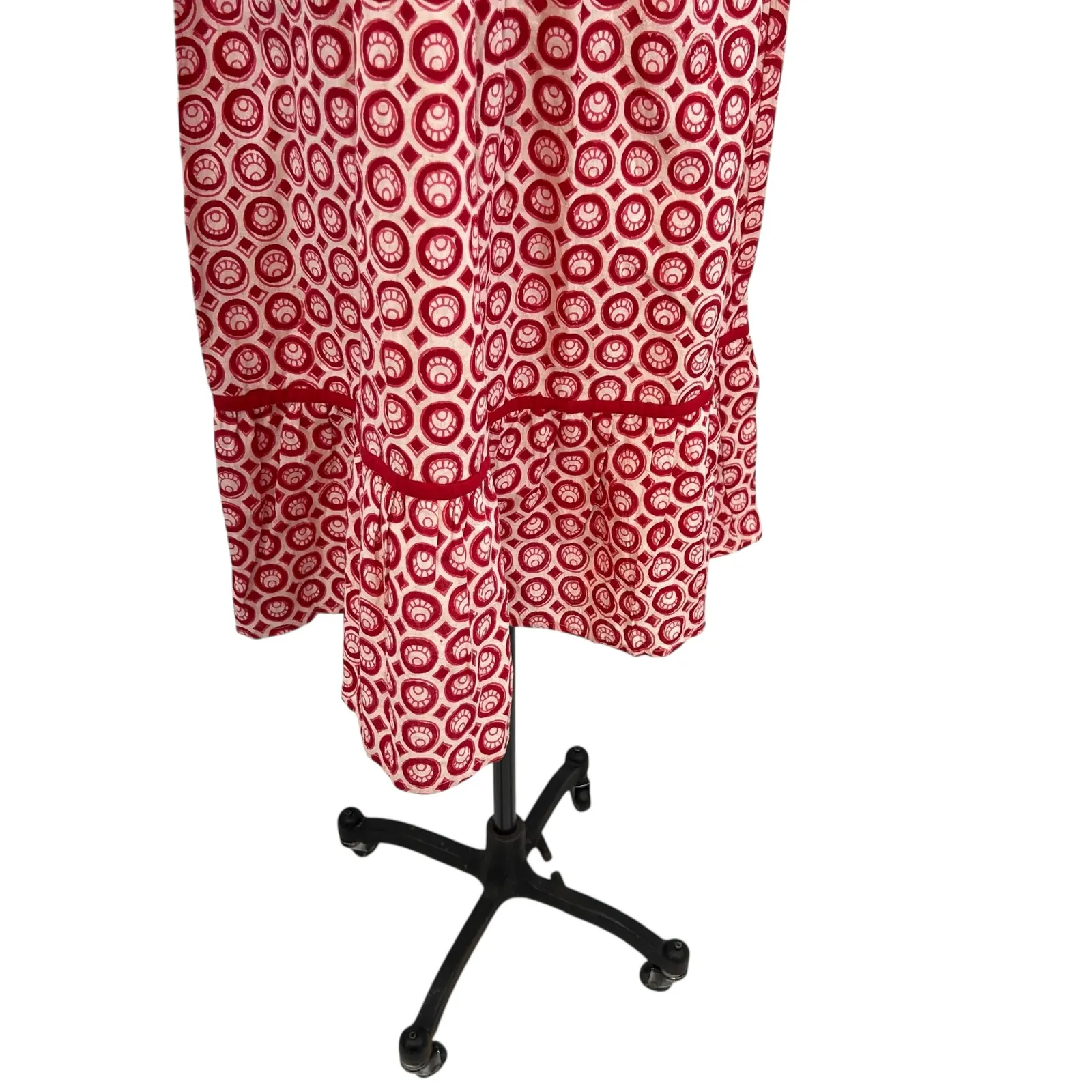 Mata Traders Lakeshore Dress Cotton Circle‎ Printed Red White Size XL - Image 4