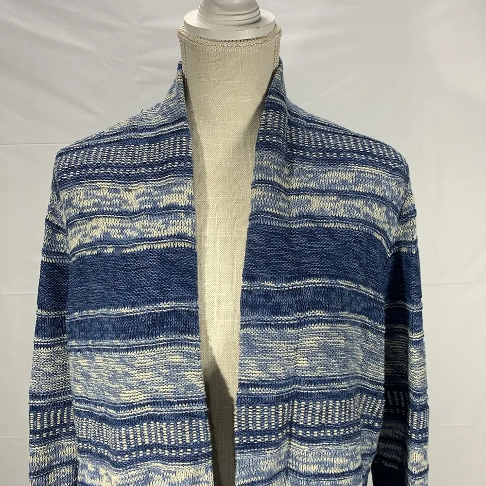 Chaps Denim Blue Open Front Long Sleeve Cardigan Size Large - Image 2