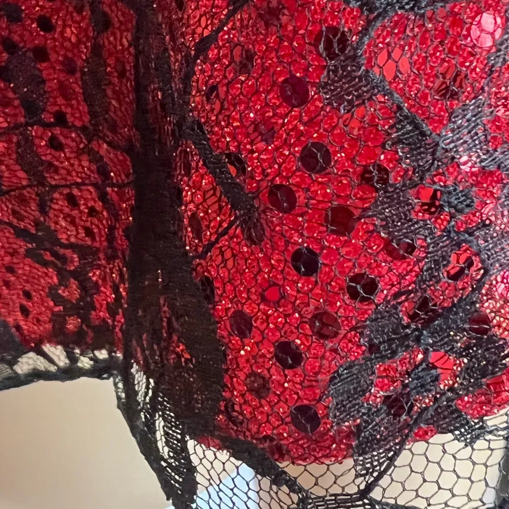 Vintage 90’s Night Magic by Cinema Etoile Red Satin Material Nightgown Black Size L - Image 8