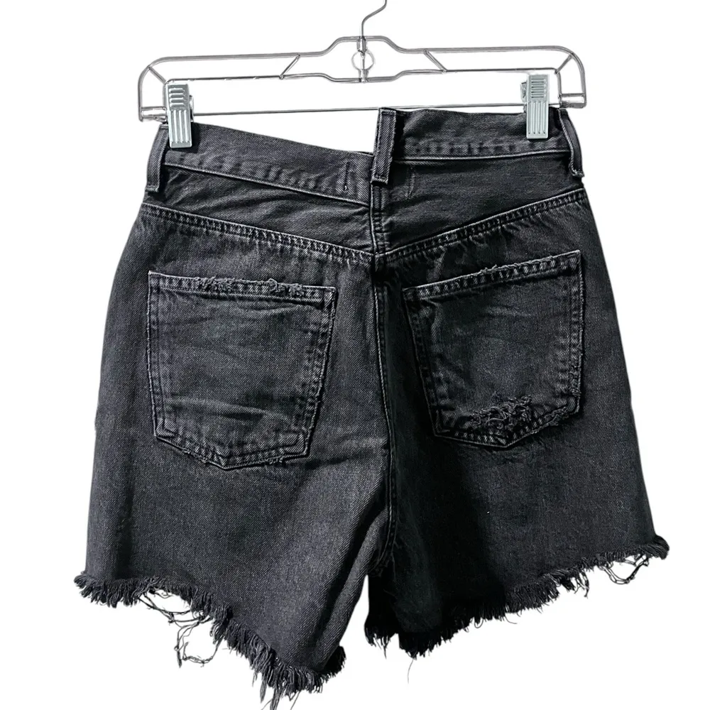 Agolde Criss Cross High Rise Black Denim Cut Off Shorts Size 24 Casual ButtonFly - Image 5