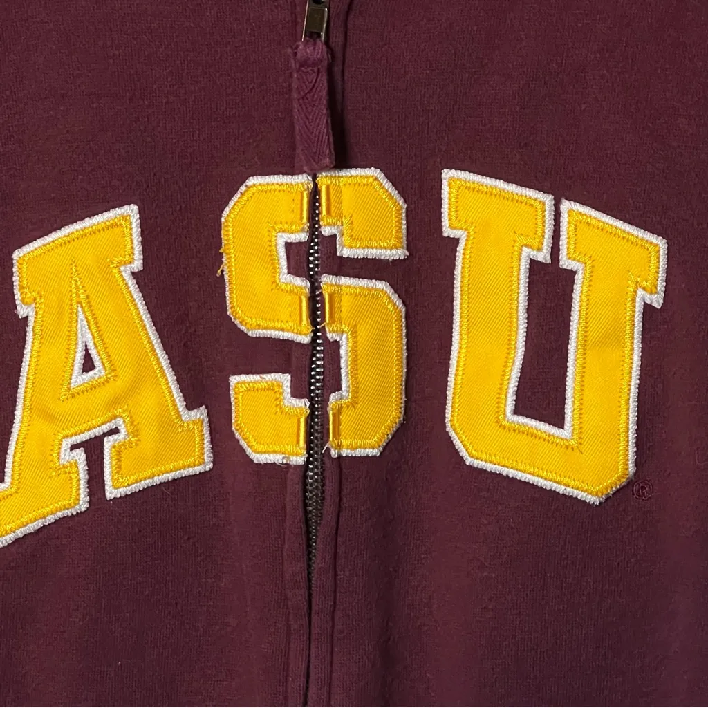 Arizona State Sun Devils Full Zip Hoodie Women’s L Maroon Gold Sweatshirt Jacket - Image 2