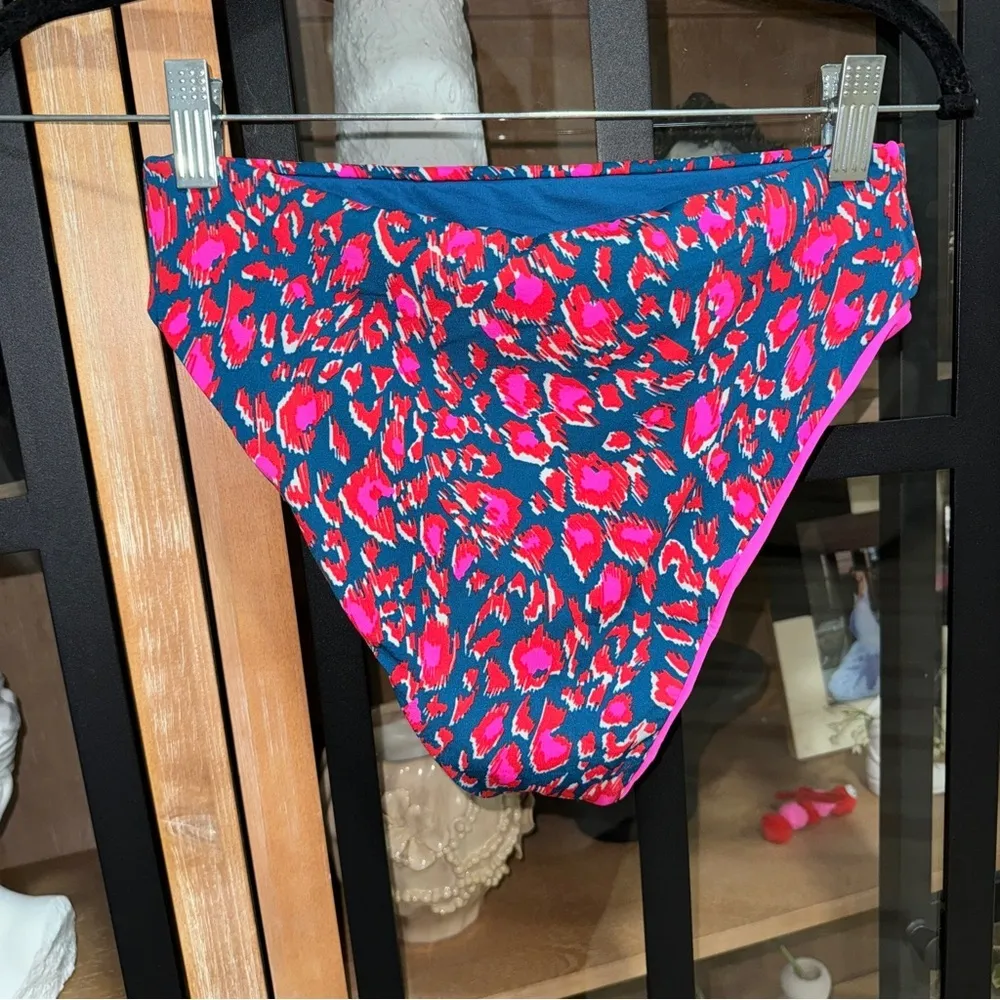 Maaji Reversible Susy Q Fuchsia Prussian High Rise Leg Bikini Bottoms waisted - Image 6