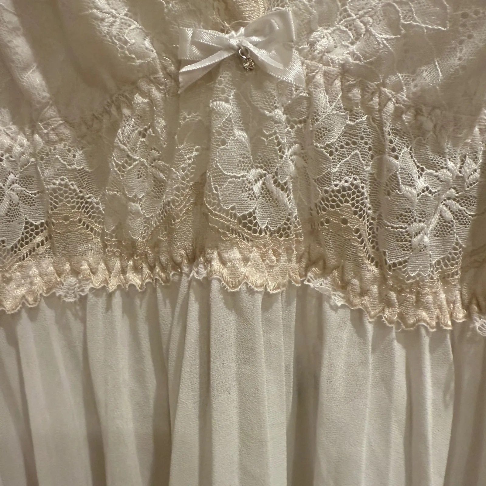 SeductiveWear Satin Lace Babydoll Lingerie – Ivory Champagne – Open Back Slip White Size undefined - Image 6