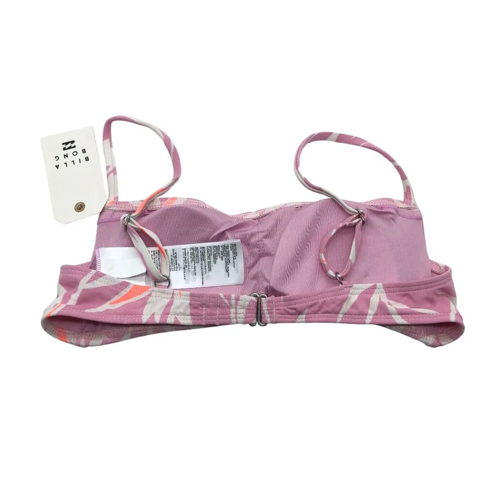 Billabong Another Paradise Bralette Bikini Top Removable Cups Floral Pink L/12 - Image 5