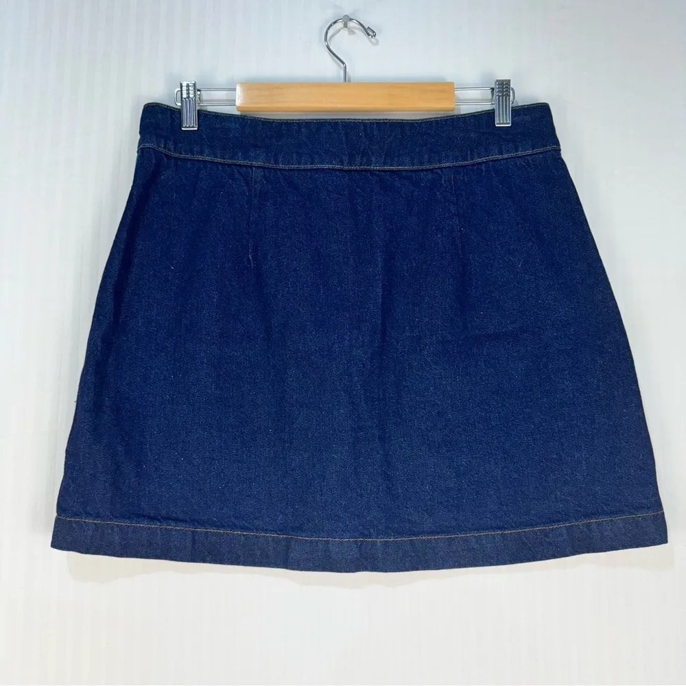 Topshop Moto Denim Zip Micro Mini Skirt Zip Front Blue Jean Size 12 Bikercore - Image 2