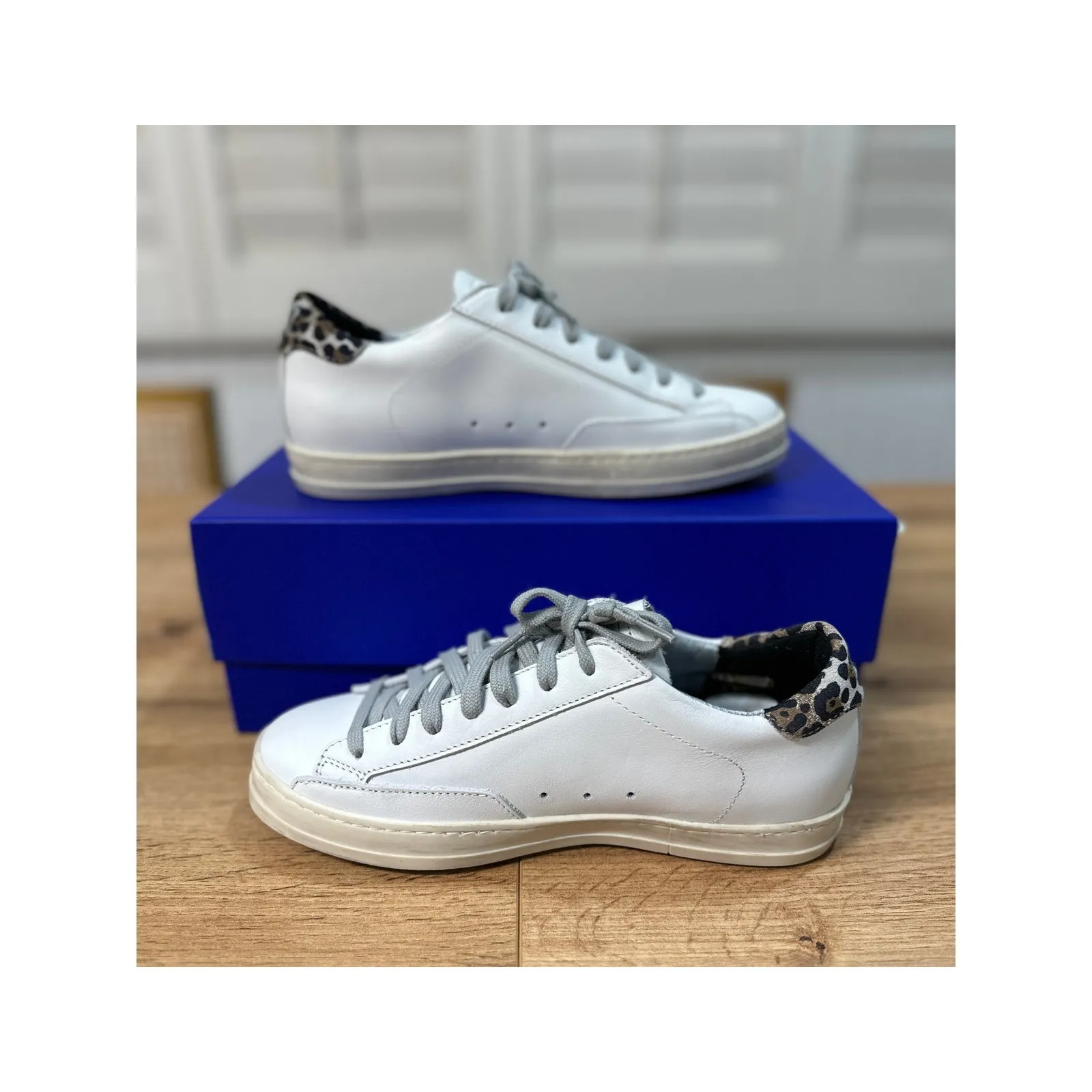 P448 John Sneakers Cheetah Accent Leather Upper Size 36 EU 6/6.5 US NIB Italian - Image 2