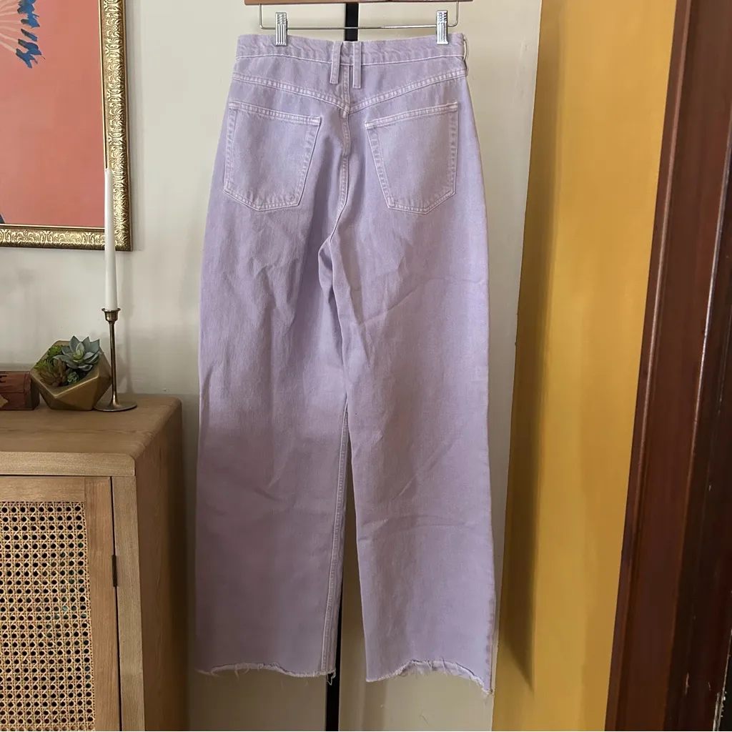 Frame High N Tight Wide Leg Jeans Denim Washed Lilac Purple Size 28 (US 6) - Image 5