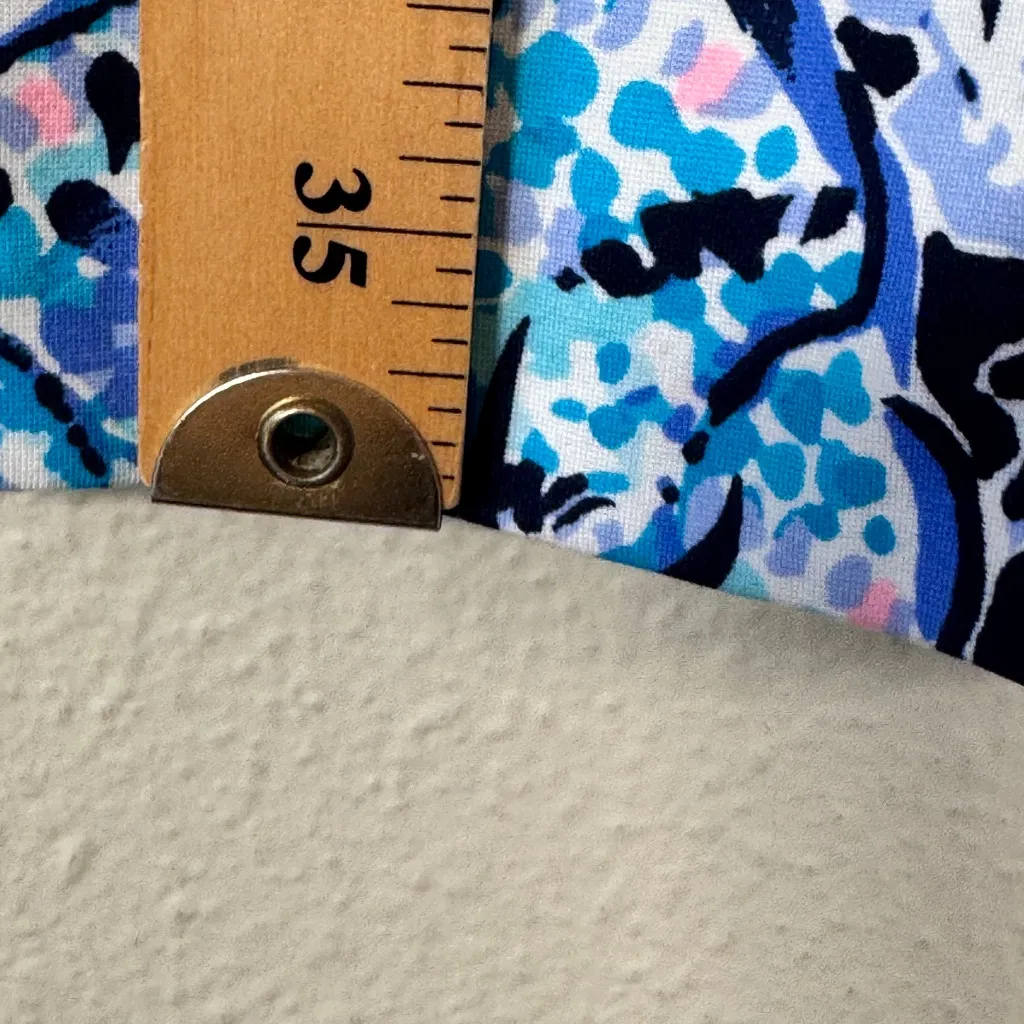 Lilly Pulitzer Blue Pink Floral 3/4 Sleeve Mini Dress Womens M Tropical Vacation - Image 6