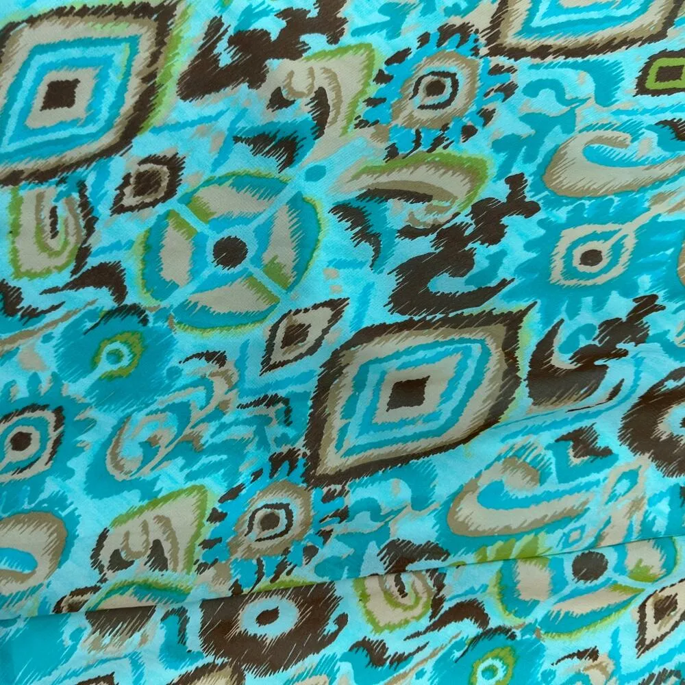 Vintage Y2K Blue Green Paisley Midi Skirt Asymmetrical Hem Flair Mermaid 12 - Image 5