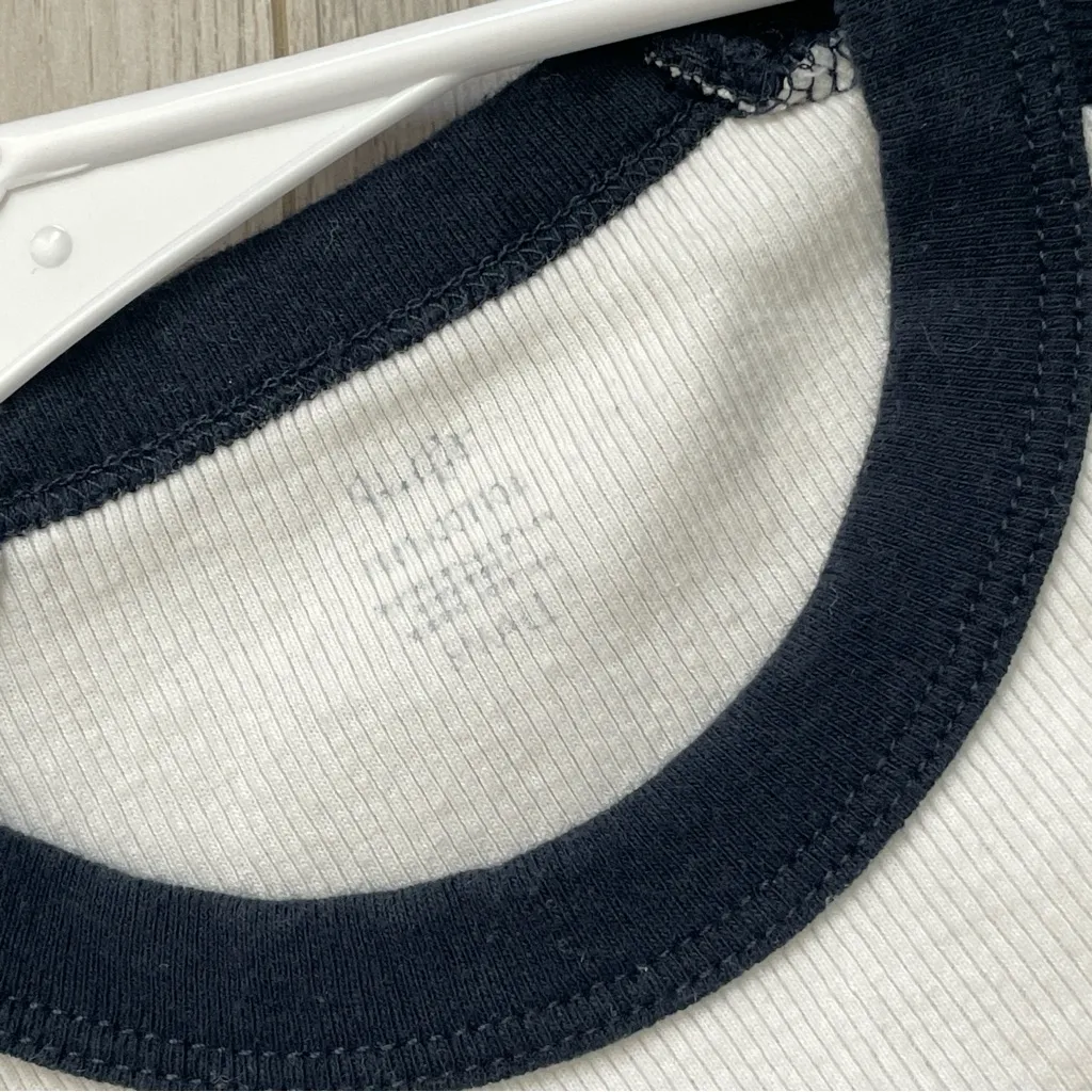 Brandy Melville Tshirt bella basement studio baseball womens White (one size) - Image 2