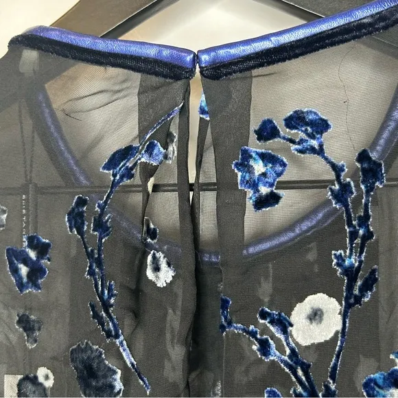 Elie Tahari Orion Silk Blend Blouse‎ Leather Trim Size L NWT - Image 7