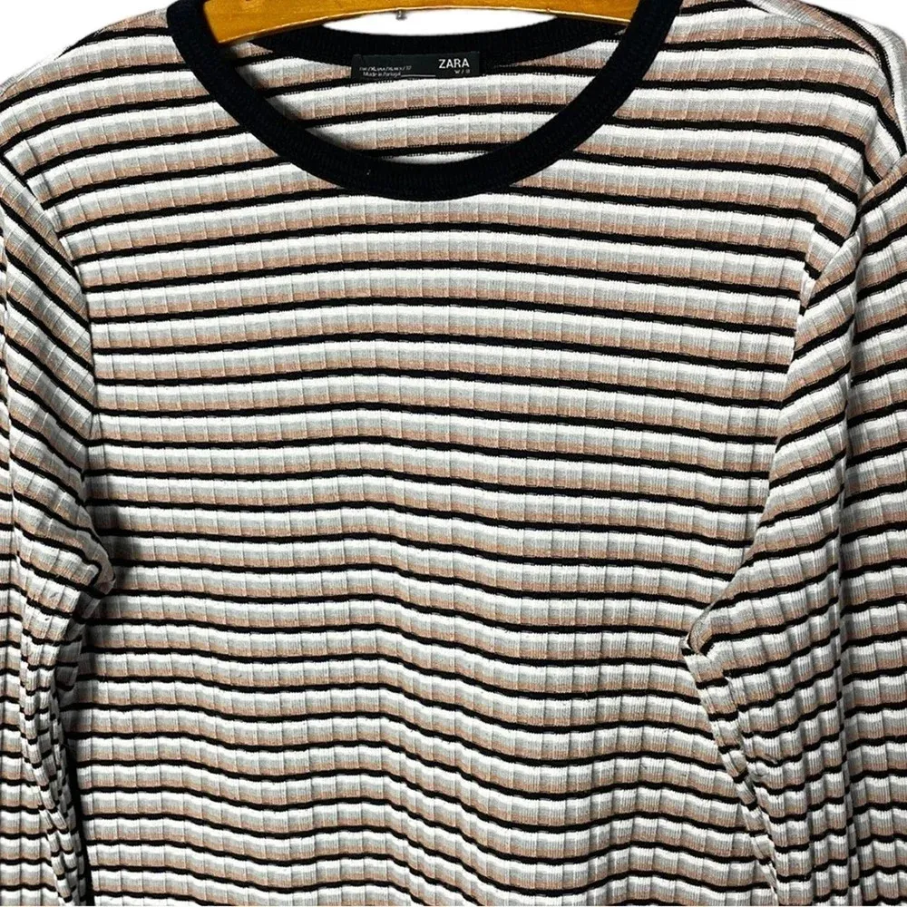 Zara Women’s Size XL Striped Stretch Long Sleeve Shirt - Image 2