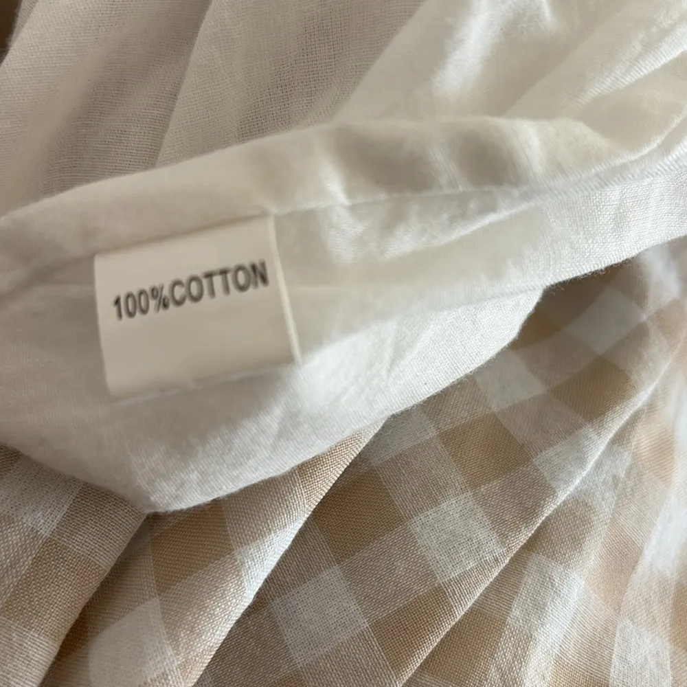 Petal & Pup Beige Cut Out Gingham Dress 100% Cotton Mini Puff Sleeves Size 4 - Image 11
