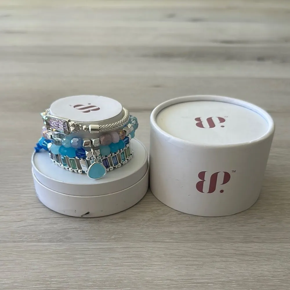 Bomb Party Coastal Elegance Bracelet Stack OS NWT IN BOX Blue - Image 2