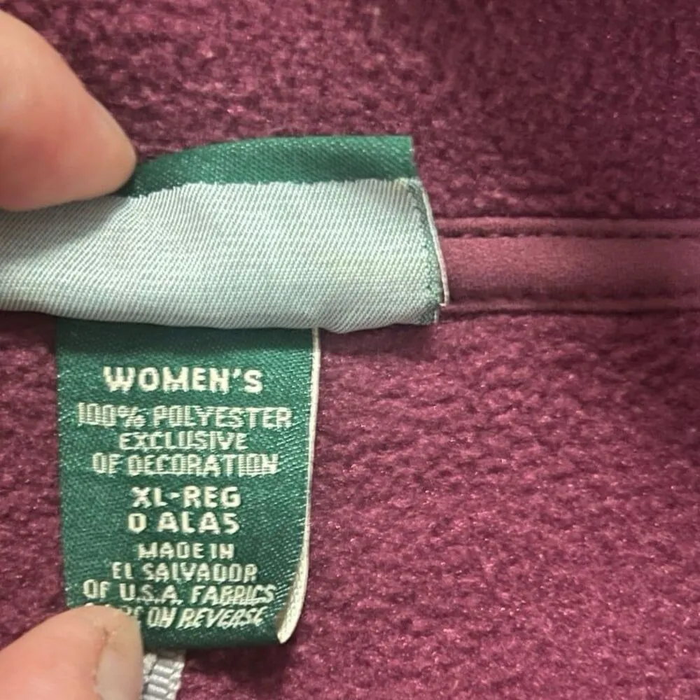 L.L. Bean vintage burgundy maroon polar fleece zip up jacket - Image 4