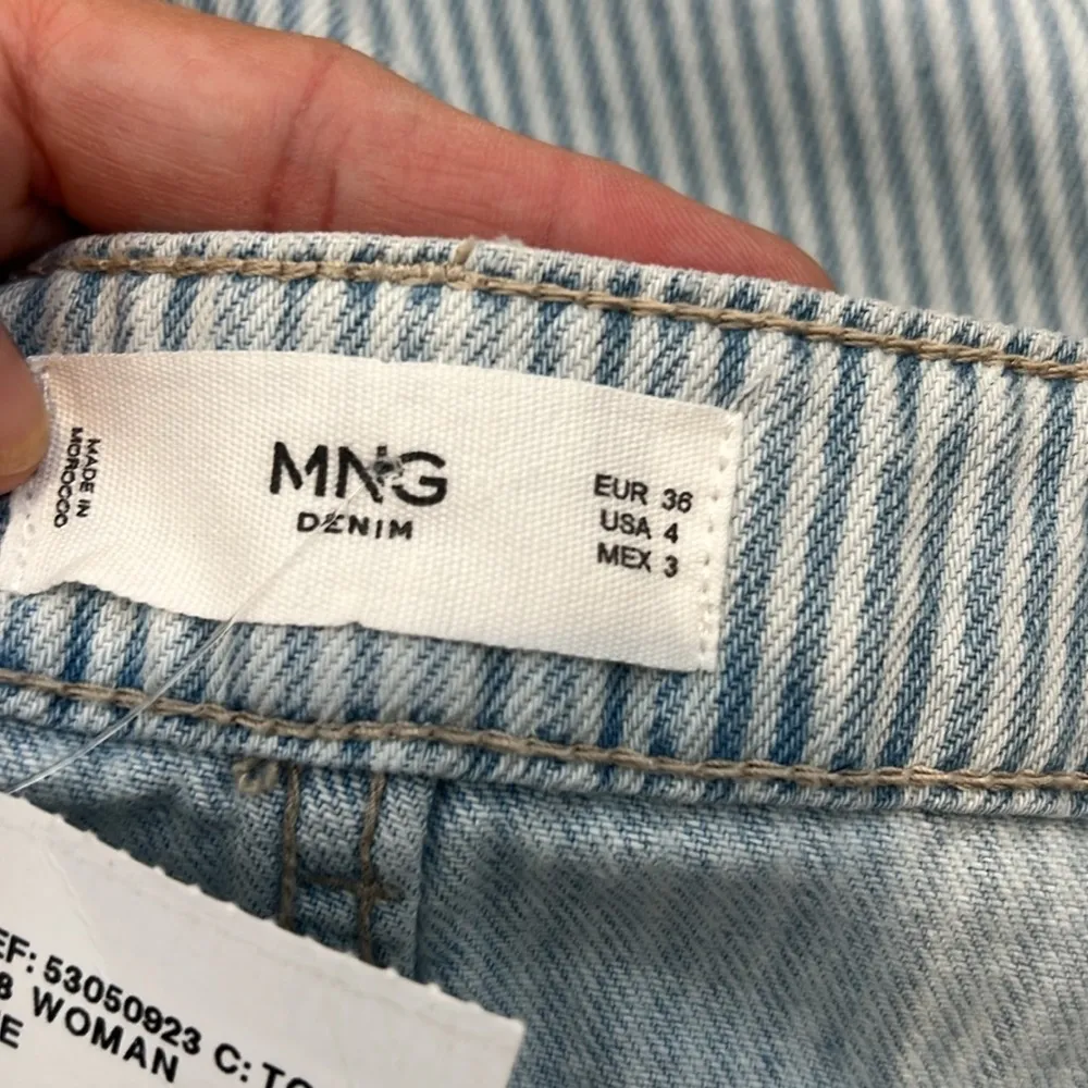 Mango denim Light Blue striped Culotte cropped/mid waist jeans size 4. NWT! - Image 6