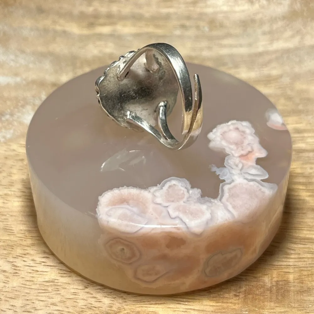 Blue Turquoise Filigree 925 Sterling Silver Adjustable Ring - Image 13