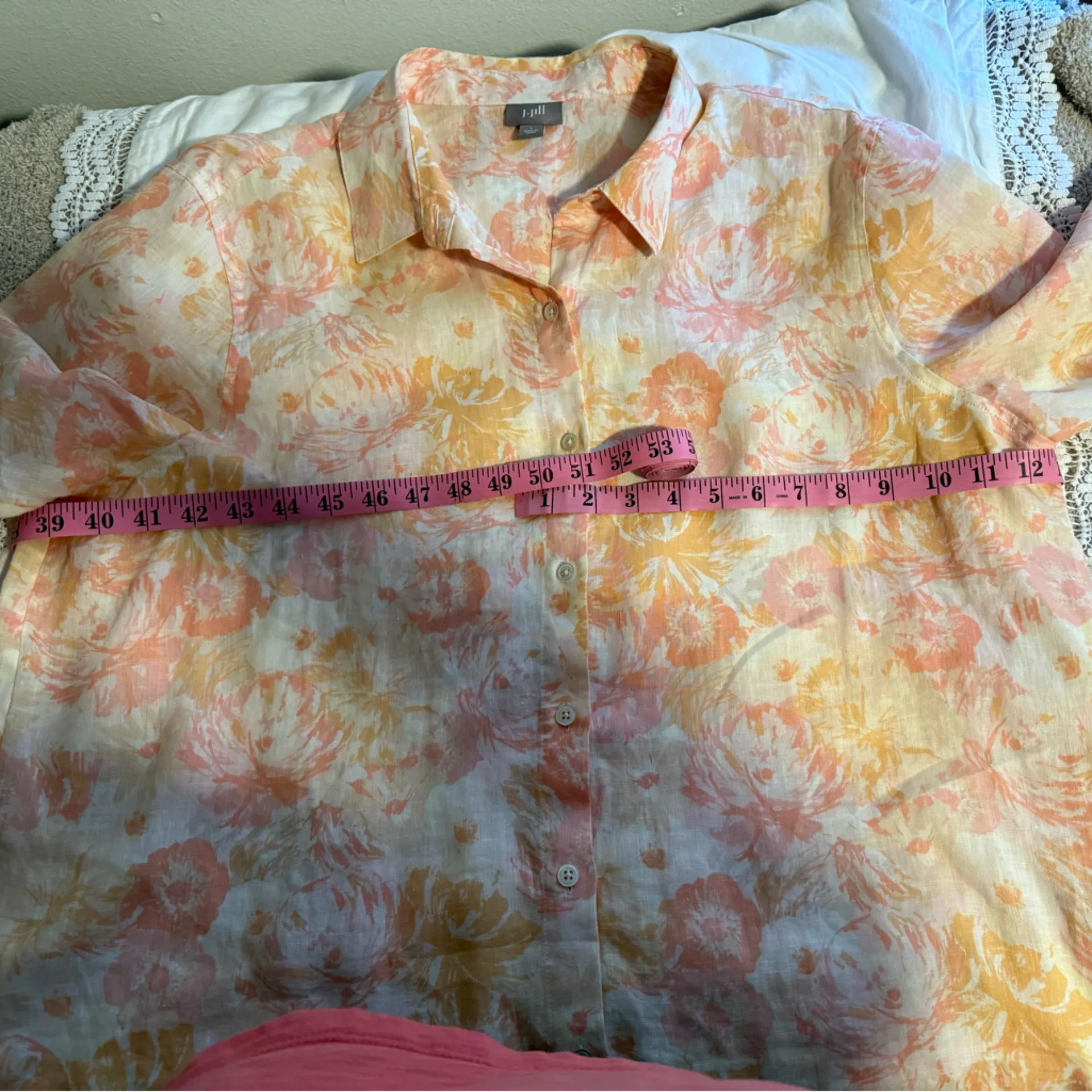 J. Jill Floral Button-Down Shirt - Pink and Yellow - Image 6