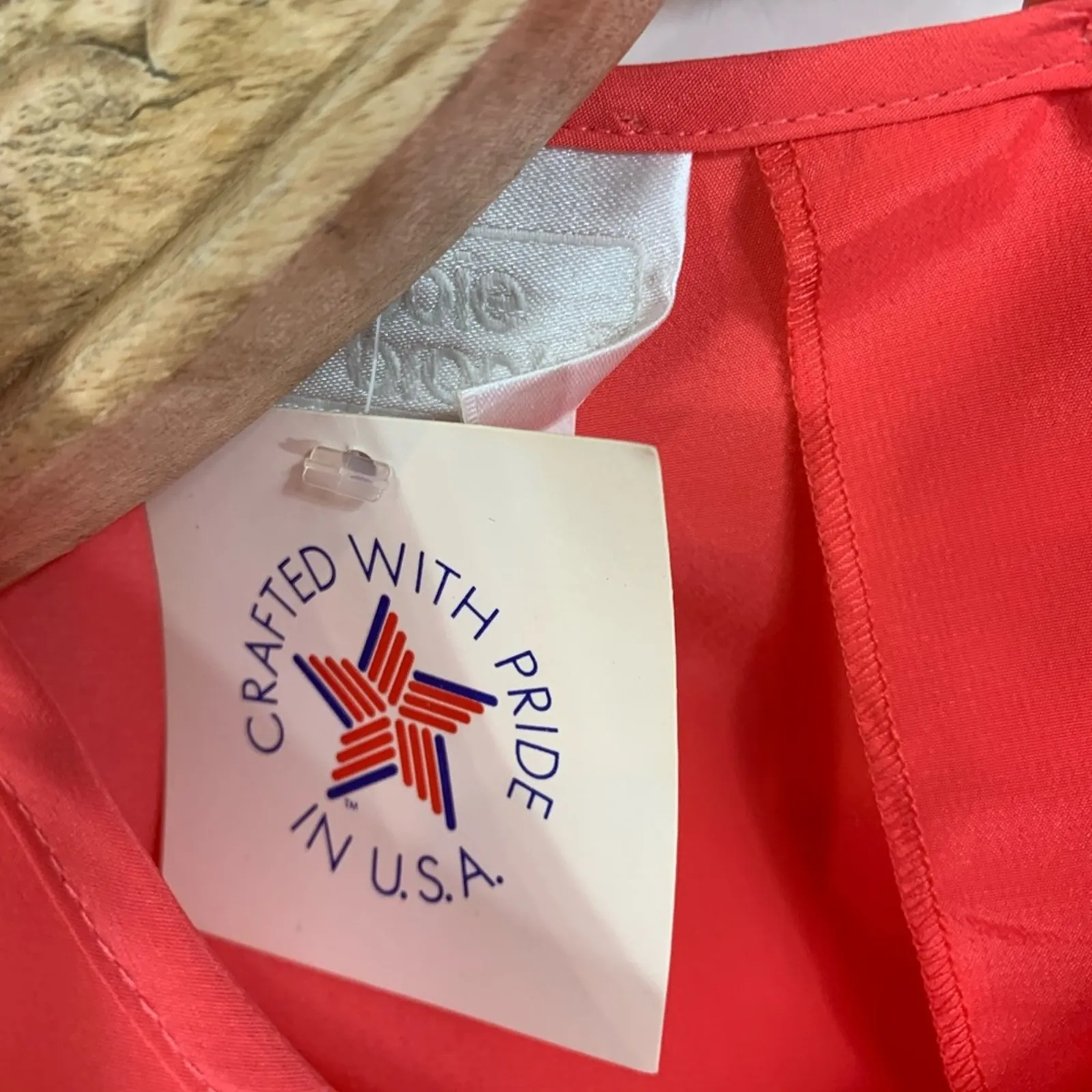 Coral Silky Blouse Pullover Sz Small New Old Stock NWT Red - Image 7