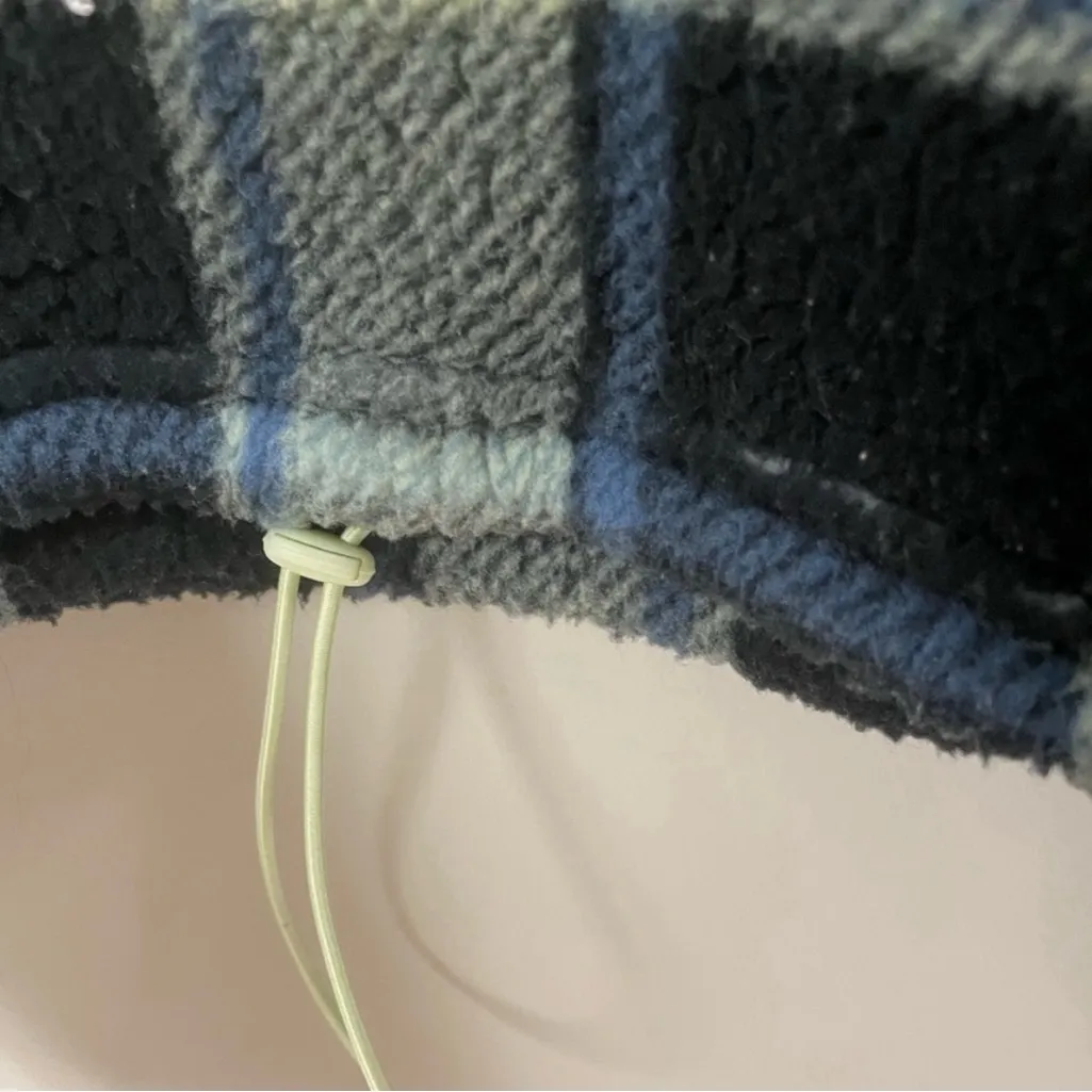 American Eagle Cropped Plaid Sherpa Pullover Fleece 1/4 Zip Green Medium - Image 9