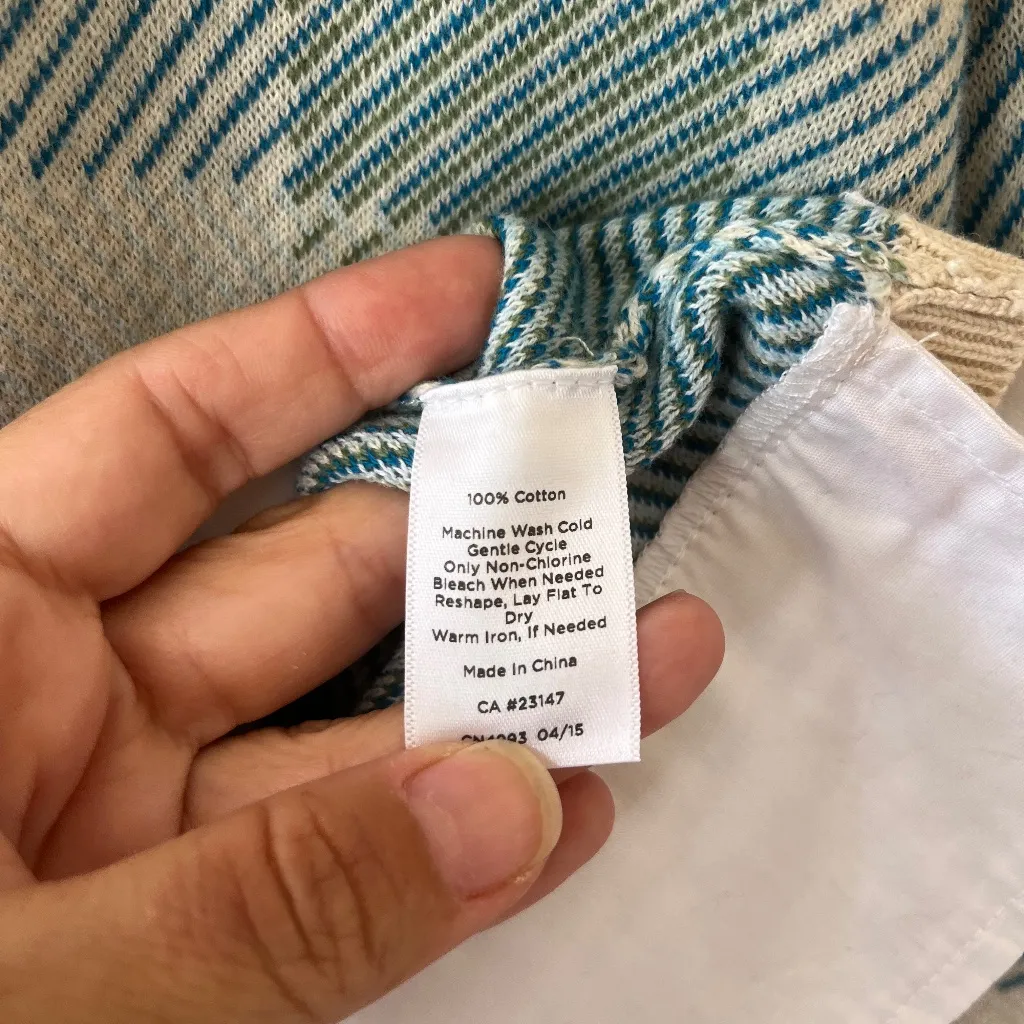 Talbots Sz M Crew Neck‎ Sweatshirt Pullover Stretch Plaid Beige Blueish Retro - Image 9