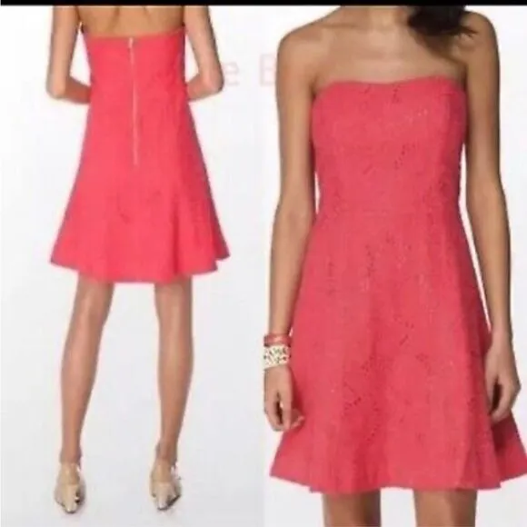 Lilly Pulitzer Women's Strapless Vicki Island Lace Dress In Coral Size 8 - Image 2