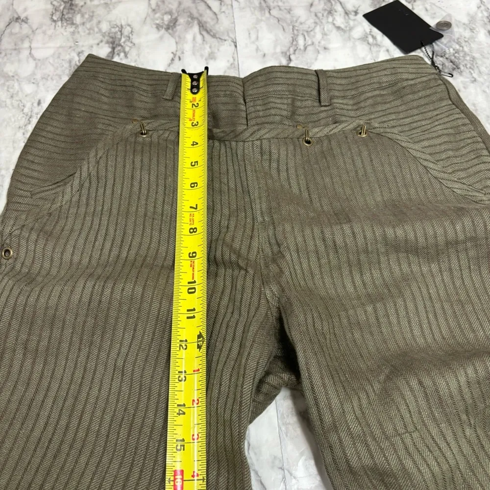 L.A.M.B. Linen Silk lined Green Pinstripe Long pants Lagenlook size 4 NWT - Image 6