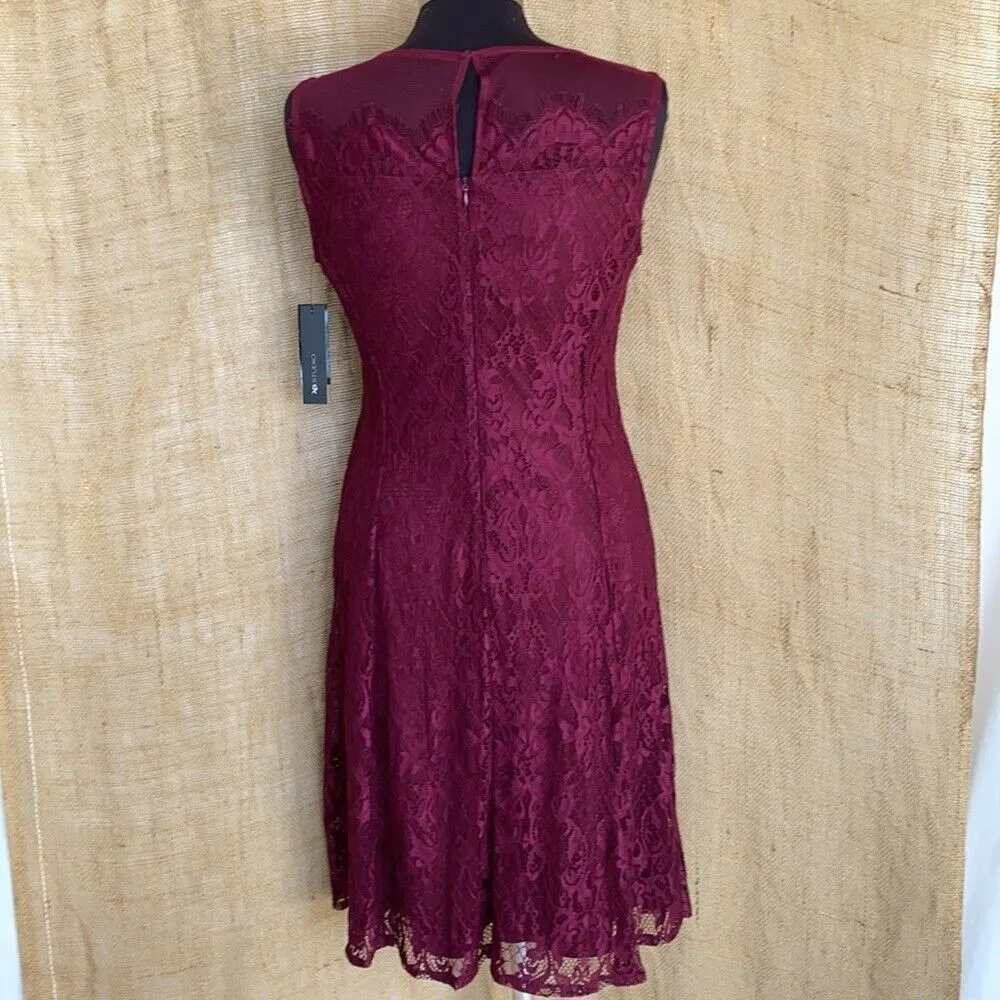 Burgundy Lace Dress Sz 4 Sleeveless Coquette Fairy Cocktail Wedding New - Image 5