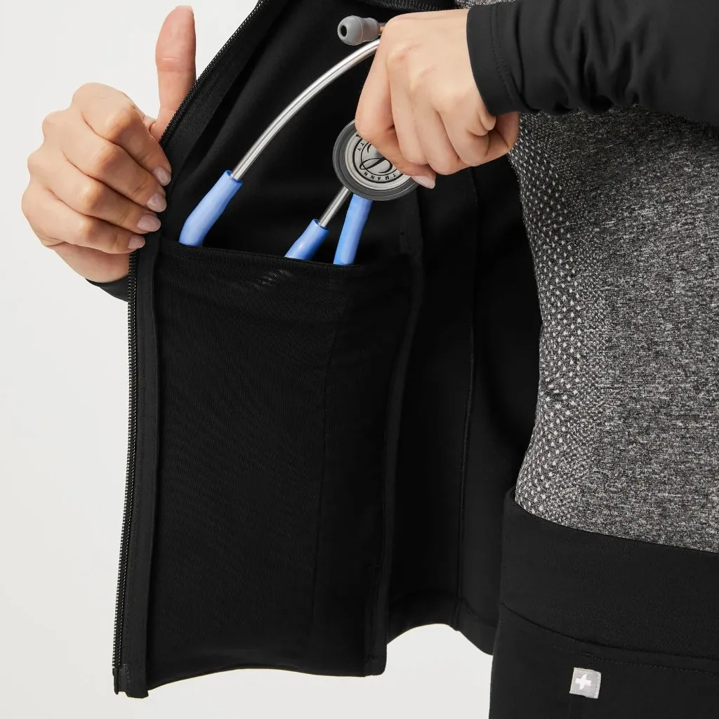 FIGS  On Shift Contour Knit Jacket in Black, Size Large - Image 7