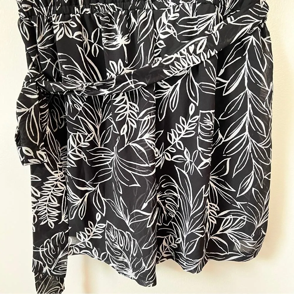 Forever 21 Women’s Black and White Drawstring Romper Sz L - Image 12