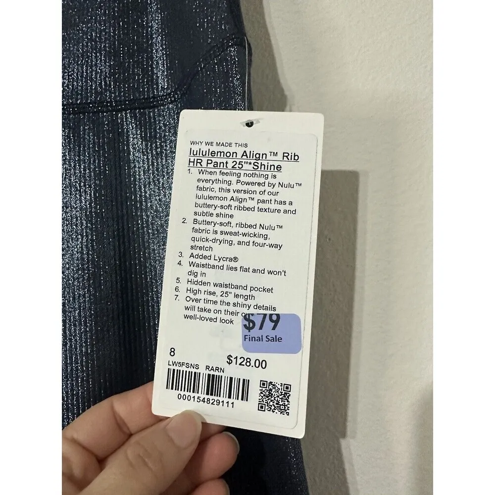 Lululemon Align High Rise Ribbed Pant 28” Shine RARN Size 14 NWT - Image 3