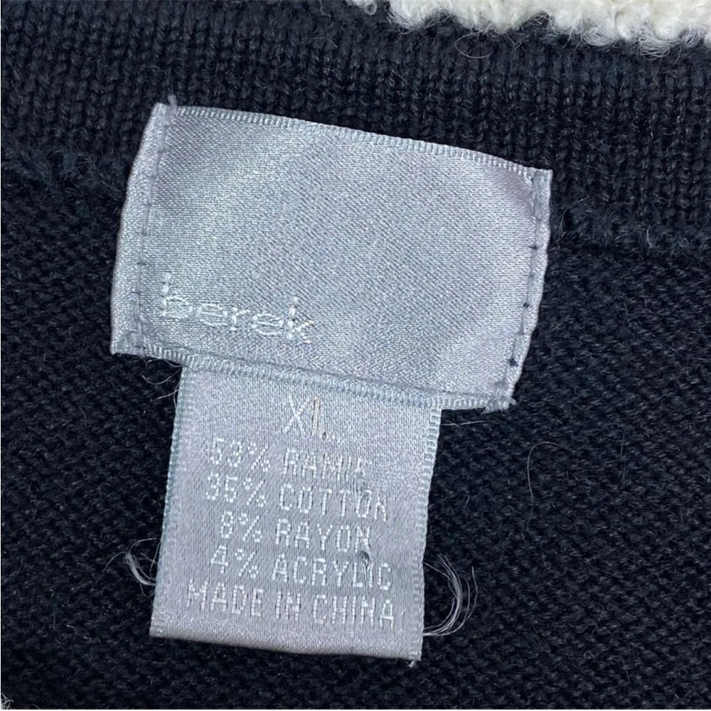 Berek Vintage 90s Born To Shop Embroidered Appliqué Cardigan Sweater‎ Black XL Black - Image 11